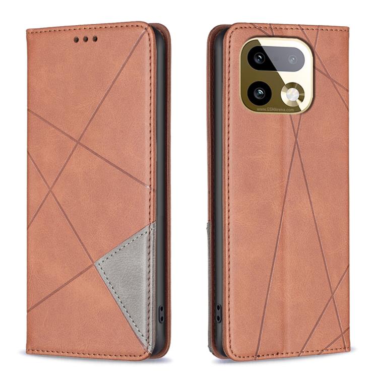 Leather phone case with rhombus pattern, pink; front and back with camera cutout