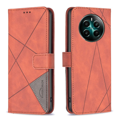 Orange folio phone case with rhombus texture, magnetic buckle, and camera opening
