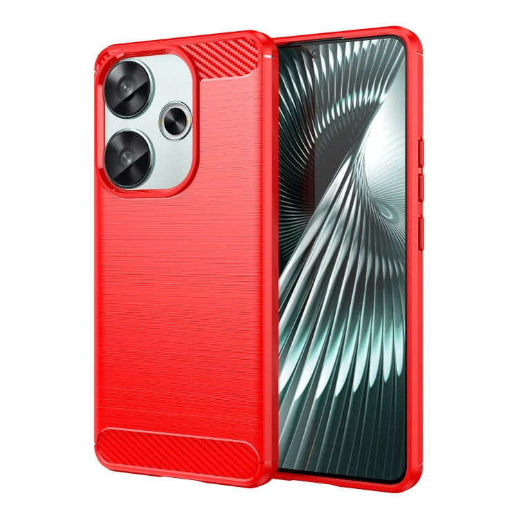 Red carbon fiber brushed TPU phone case with camera cutouts and textured side grip