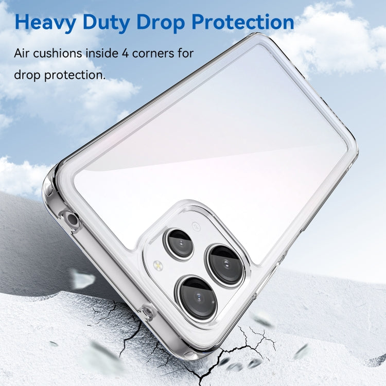 Clear phone case with raised corners for drop protection and camera cutouts