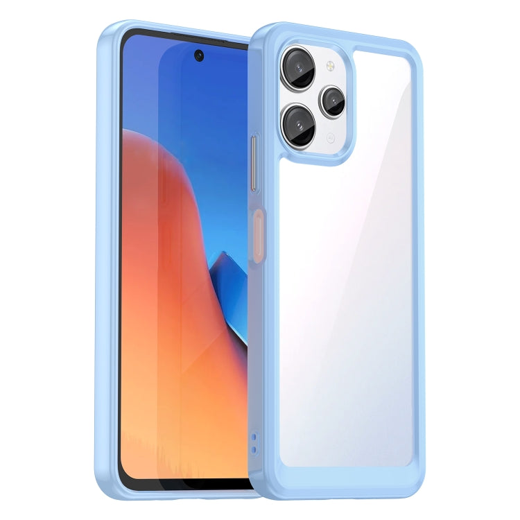 Light blue transparent phone case with camera cutouts and side openings