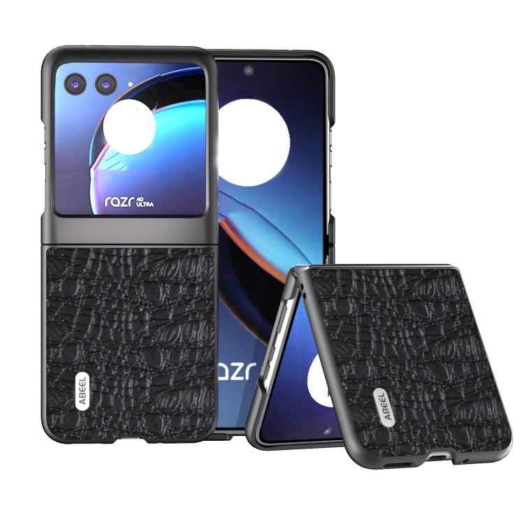 Genuine leather phone case with black crocodile-texture front and protective edges
