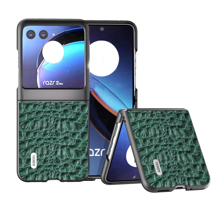 Green crocodile-texture genuine leather phone case with protective side frame