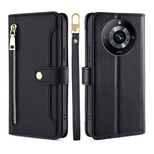 Black leather cross-body zipper phone wallet case with gold-tone hardware and strap loop