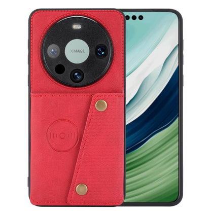 Red magnetic phone case with double card slots and wallet-style front flap