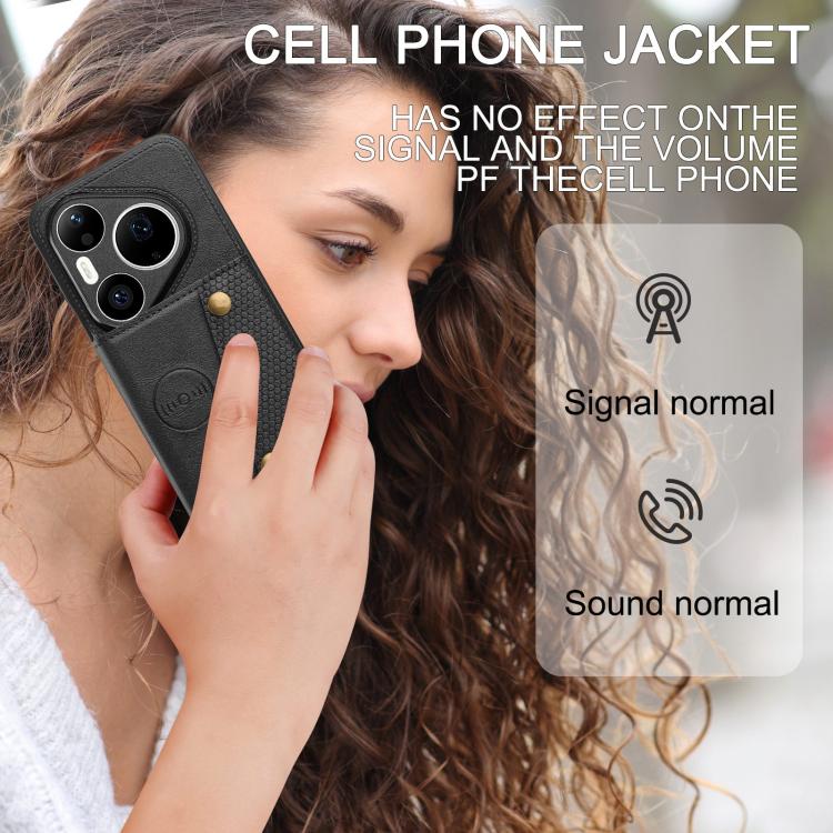 Magnetic card phone case with dual card holders and camera cutouts, black