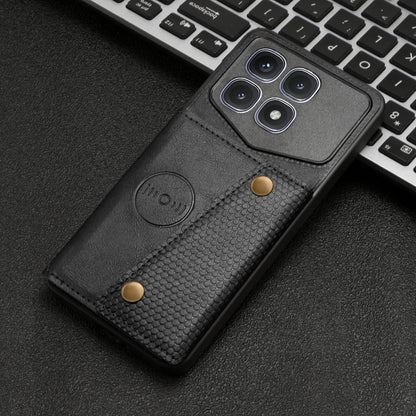 Gray magnetic folio phone case with textured card holder panel and snap buckle
