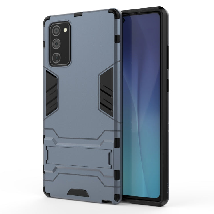 Light blue-gray shockproof phone case with black edges and open front view