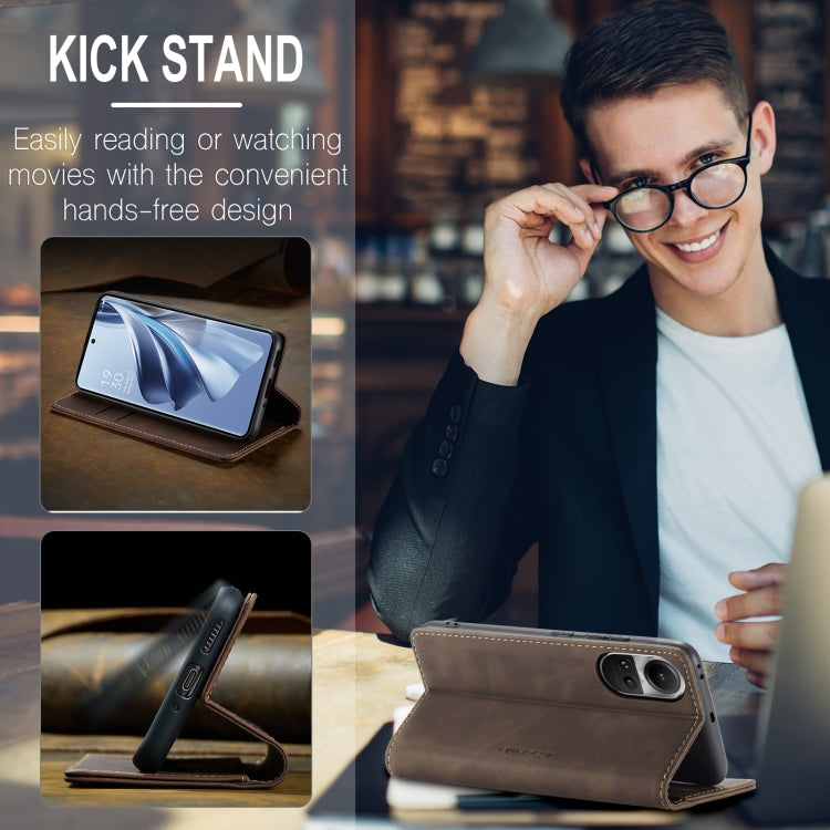 Brown leather flip phone case with kickstand and front cover