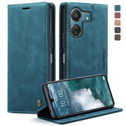 Aqua blue leather horizontal flip phone case with camera cutout and kickstand