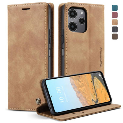 Beige leather horizontal flip phone case with stand and card slots