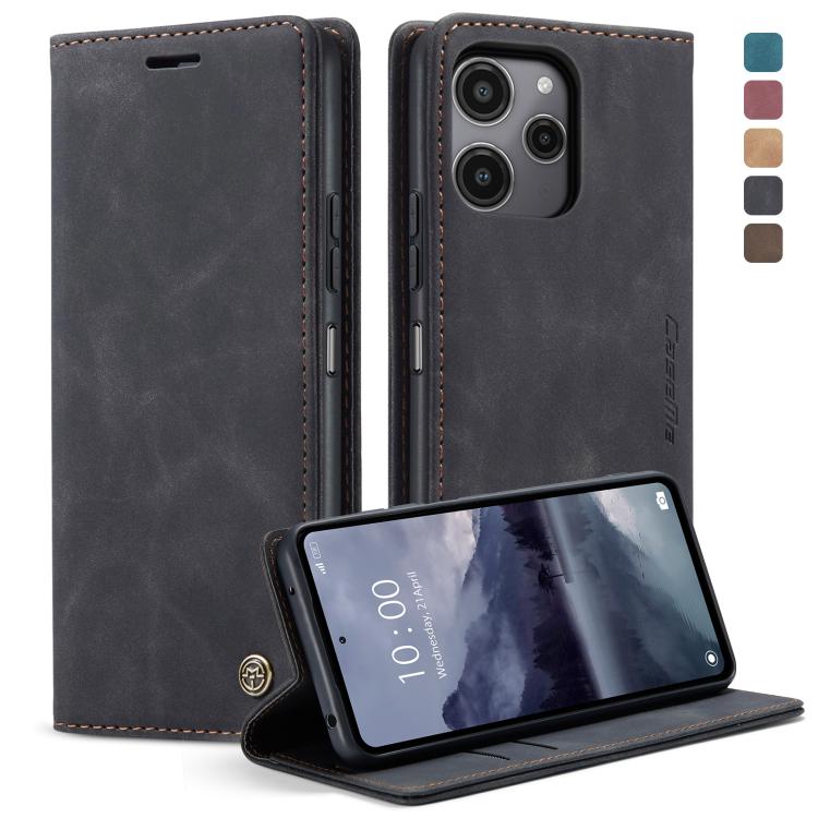 Dark gray leather horizontal flip phone case with stand and card slots