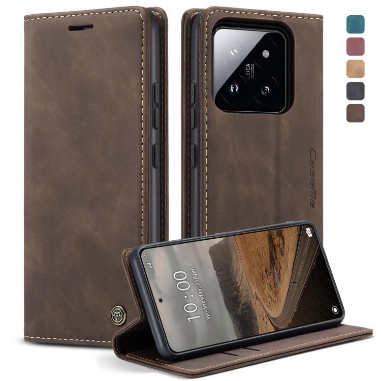 Coffee brown leather horizontal flip phone case with flip cover and kickstand