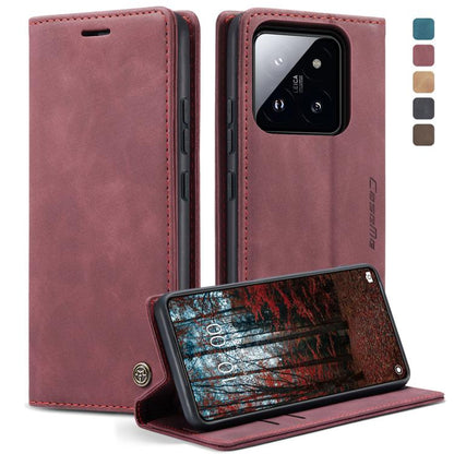 Wine red leather horizontal flip phone case with flip cover and kickstand