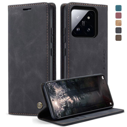 Dark gray leather horizontal flip phone case with flip cover and kickstand