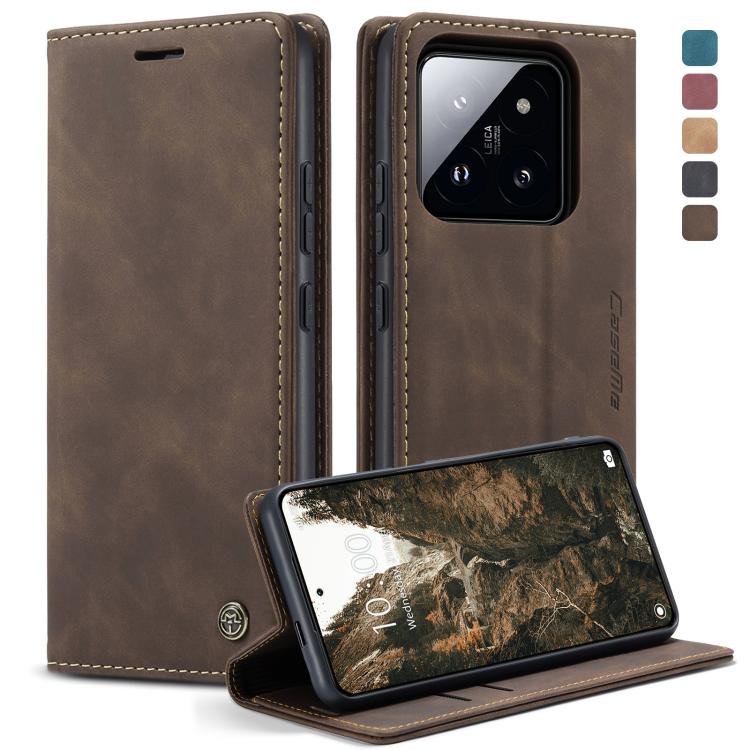 Coffee brown leather horizontal flip phone case with flip cover and kickstand