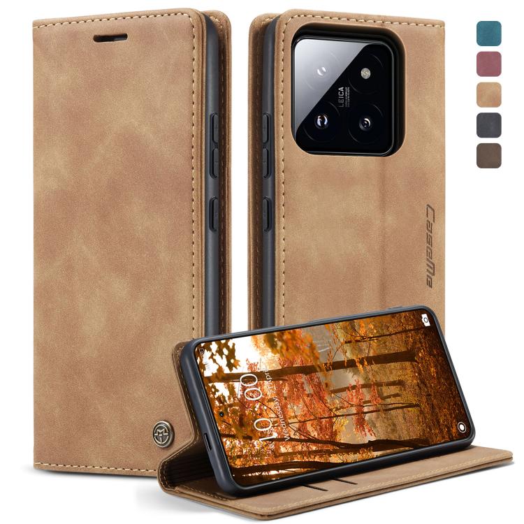 Tan leather horizontal flip phone case with flip cover and kickstand