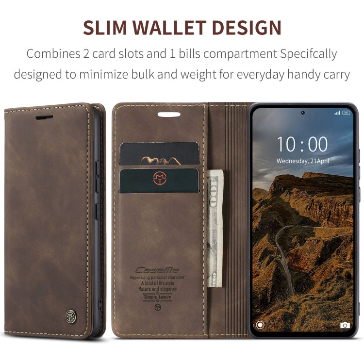 Brown leather wallet phone case with card slots and horizontal flip, shown open