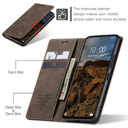 Brown leather folio phone case with card slot and cash slot, horizontal flip open