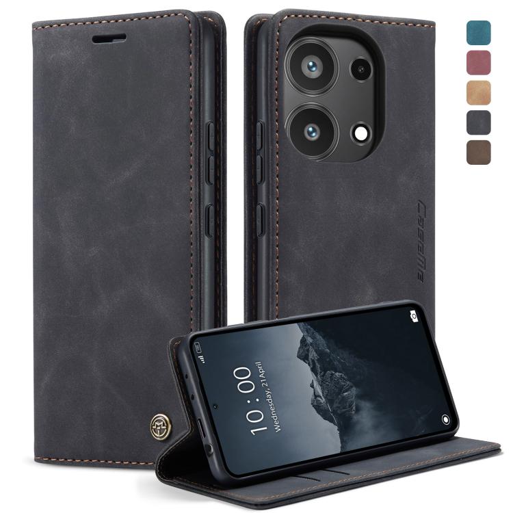 Dark gray/black leather horizontal flip phone case with card slot and kickstand