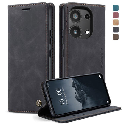 Dark gray/black leather horizontal flip phone case with card slot and kickstand