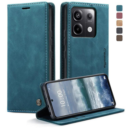Blue leather horizontal flip phone case with stand and card slots