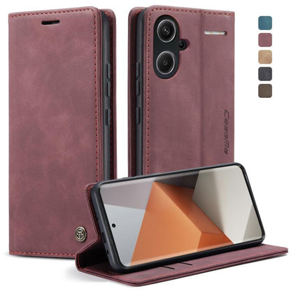 Rose wine leather flip phone case with card slot and kickstand view cover.