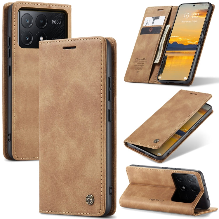Beige tan leather flip phone case with stitched edges and kickstand