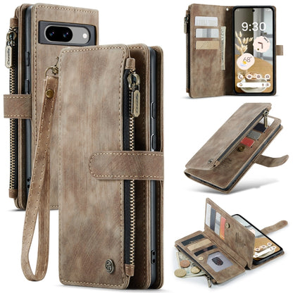 Brown leather multifunction phone wallet case with wrist strap and zipper pockets