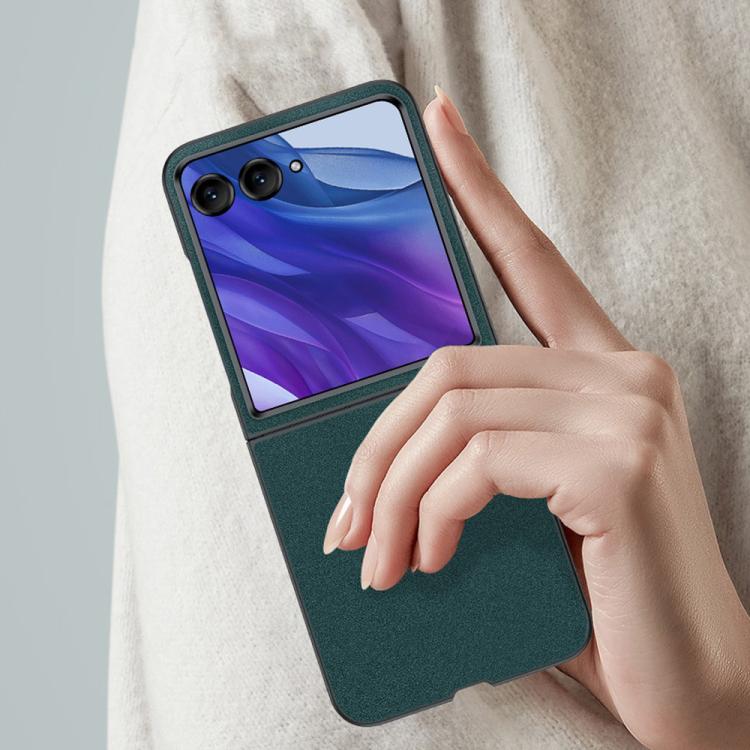 Ultra-thin green leather folding phone case with textured finish and flip cover.