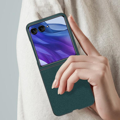 Ultra-thin green leather folding phone case with textured finish and flip cover.