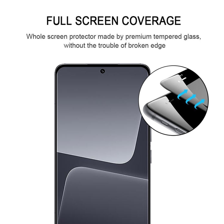 Full screen tempered glass protector aligned on a smartphone, curved 3D edge