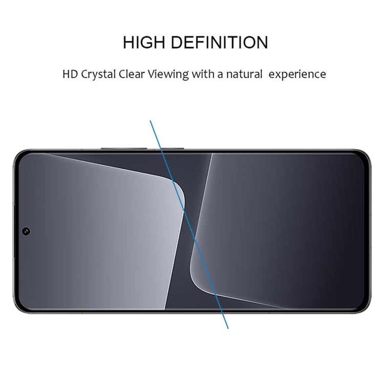 Tempered glass screen protector with curved edge, covering a smartphone display