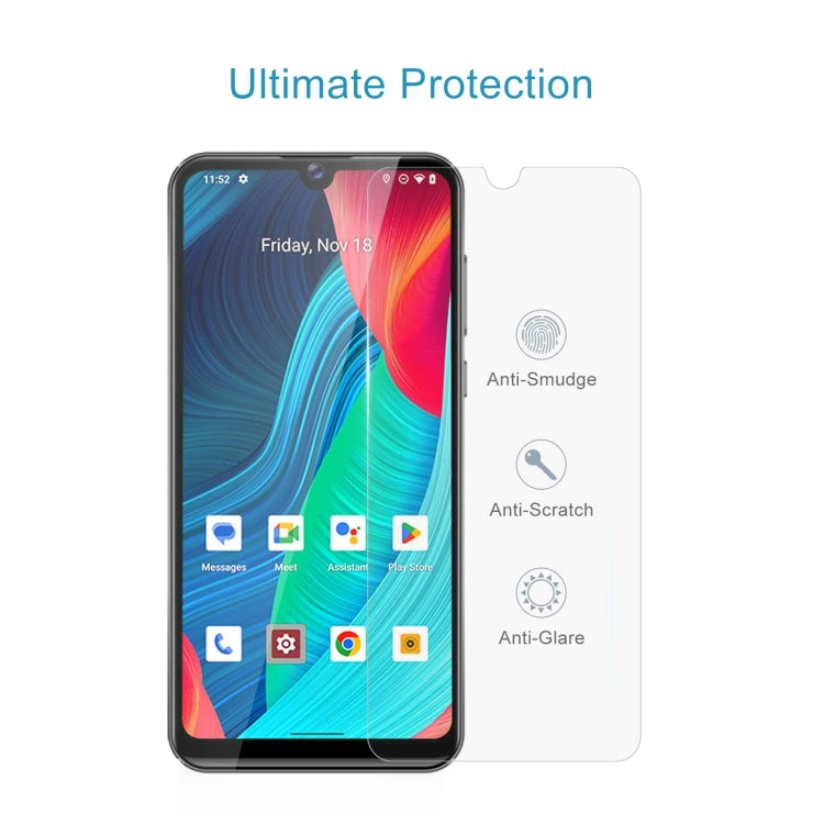 Tempered glass screen protector with anti-smudge, anti-scratch, anti-glare protection icons