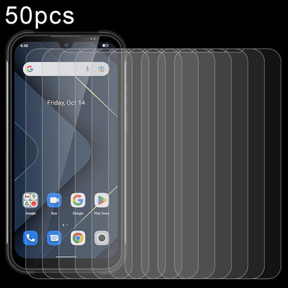 Tempered glass screen protector set shown on a smartphone front with layered protectors