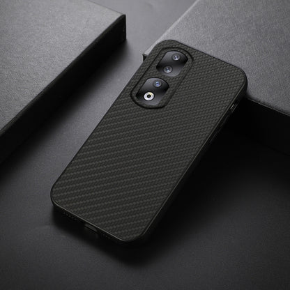 Shockproof carbon fiber phone case, black, textured back with dual camera cutout