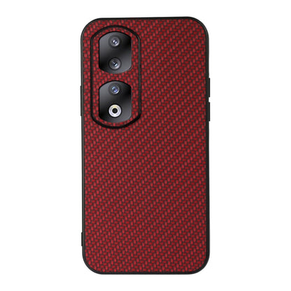 Shockproof phone case with carbon fiber texture, red, dual camera cutouts