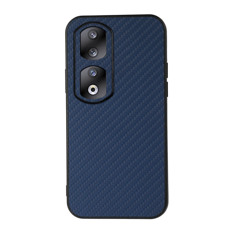 Shockproof phone case with carbon fiber texture, blue, dual camera cutouts