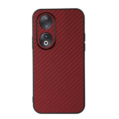 Shockproof phone case with carbon fiber texture, red, dual camera cutouts