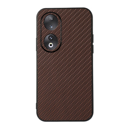 Shockproof phone case with carbon fiber texture, brown, dual camera cutouts