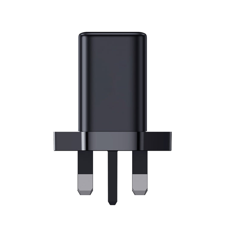 Black two-pin UK plug adapter with compact charger body
