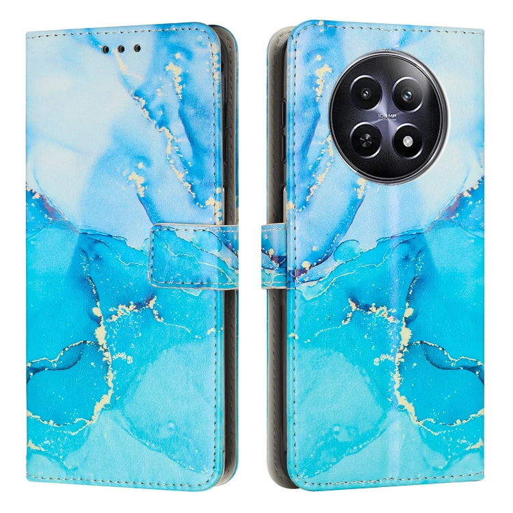 Blue marble leather phone case with folio wallet and camera lens cutout