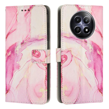 Pink marble leather phone case with folio wallet and camera lens cutout