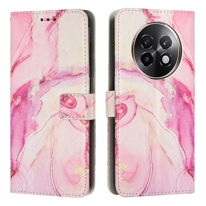 Pink marble leather wallet phone case with side strap, card holder, camera cutout