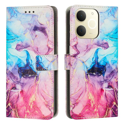 Marble pattern leather phone case, multicolor purple-pink with folio flap
