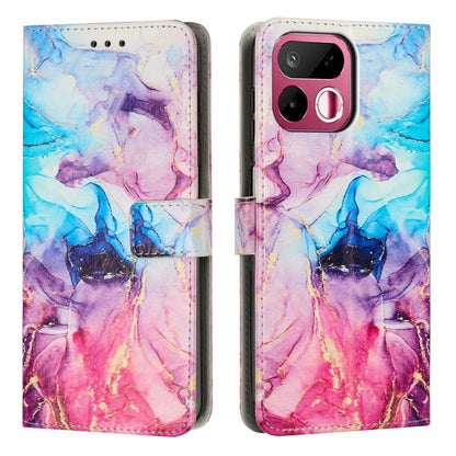 Pink and purple marble pattern leather wallet phone case with magnetic clasp