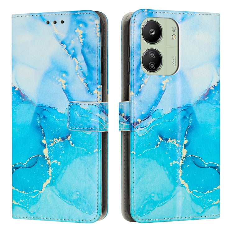 Marble pattern leather phone case with folio flap, blue marble with turquoise tones.