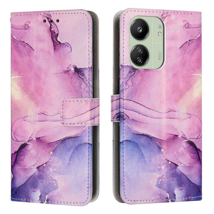 Marble pattern leather phone case with folio flap, purple and pink marbled watercolor.