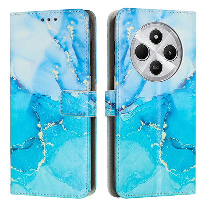 Bright blue marble leather wallet phone case with flip cover and card slot