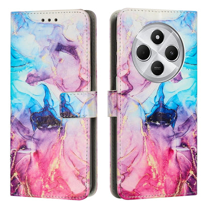 Multi-color blue, pink marble leather wallet phone case with flip cover and card slot